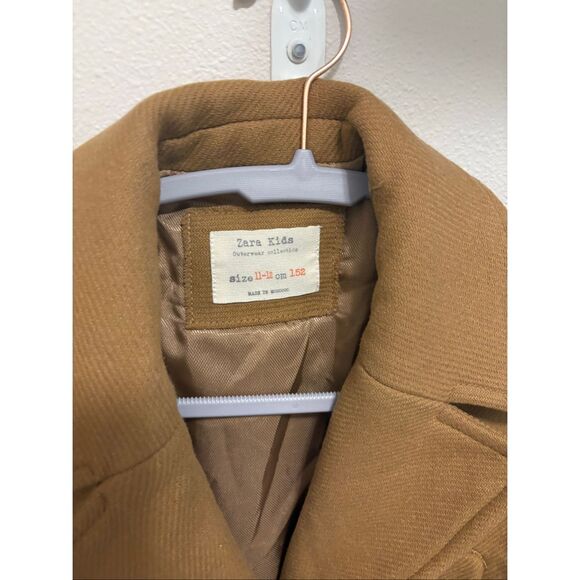 Zara 11-12 Girls Wool Blend Carmel Coat - Picture 5 of 6